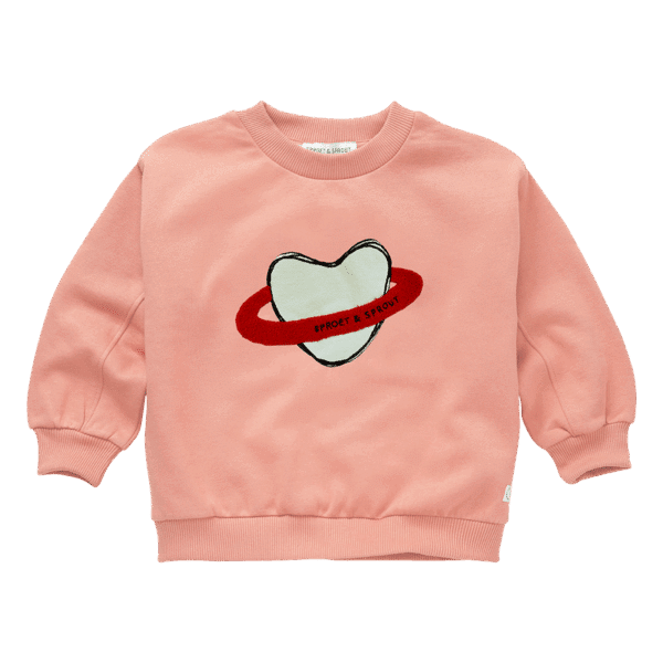 Sproet & Sprout Sproet & Sprout Sweatshirt Heart Saturn Peach Parfait 1138187257913 AW25 Sproet Kleding & Accessoires Sweaters & Truien  Wijs west