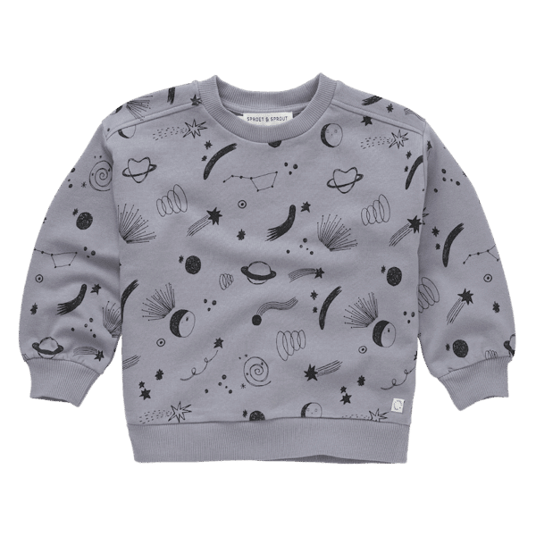 Sproet & Sprout Sproet & Sprout Sweatshirt Universe Print Stone Grey 1138187259344 AW25 Sproet Kleding & Accessoires Sweaters & Truien  Wijs west