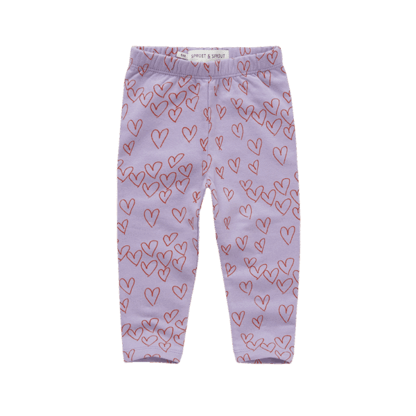 Sproet & Sprout Sproet & Sprout Winter Legging Hearts Lavender 1138187266571 AW25 Sproet Kleding & Accessoires Broeken  Wijs west