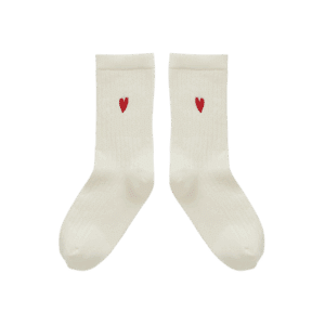 Sproet & Sprout Sproet & Sprout Sport Socks Heart Ivory 1138187270745 AW25 Sproet Kleding & Accessoires Sokken & Maillots  Wijs west