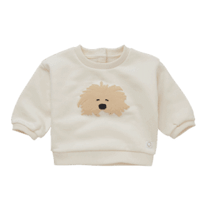 Sproet & Sprout Sproet & Sprout Baby Sweatshirt Moustache Dog Ivory 1138187272138 AW25 Sproet Kleding & Accessoires Baby Bovenstukjes Wijs west