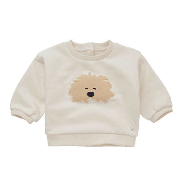 Sproet & Sprout Sproet & Sprout Baby Sweatshirt Moustache Dog Ivory 1138187272138 AW25 Sproet Kleding & Accessoires Baby Bovenstukjes Wijs west