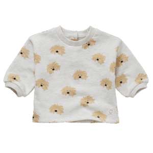 Sproet & Sprout Sproet & Sprout Baby Sweatshirt Dog Print Light Grey Melee 1138187272497 AW25 Sproet Kleding & Accessoires Baby Bovenstukjes Wijs west