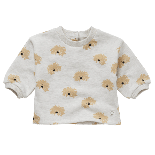 Sproet & Sprout Sproet & Sprout Baby Sweatshirt Dog Print Light Grey Melee 1138187272497 AW25 Sproet Kleding & Accessoires Baby Bovenstukjes Wijs west