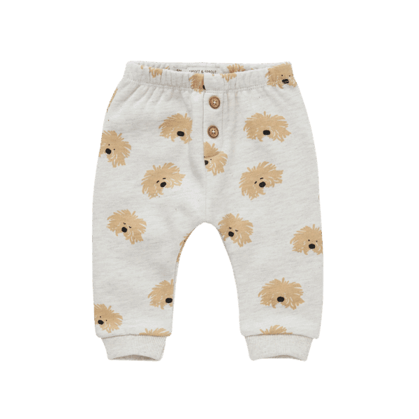 Sproet & Sprout Sproet & Sprout Baby Sweatpants Dog Print Light Grey Melee 1138187272855 AW25 Sproet Kleding & Accessoires Baby Broekjes Wijs west