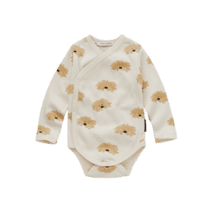 Sproet & Sprout Sproet & Sprout Romper Moustache Dog Ivory 1138187273753 AW25 Sproet Kleding & Accessoires Baby Rompers Wijs west