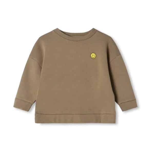 Fliink Fliink Alvin Ls Smiley Sweatshirt Pine Bark 5715435118422 Fliink AW25 Kleding & Accessoires Sweaters & Truien  Wijs west