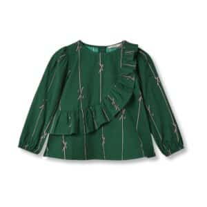 Fliink Fliink Bowie Ls Blouse Hunter Green Bow Aop 5715435115698 Fliink AW25 Kleding & Accessoires Shirts  Wijs west