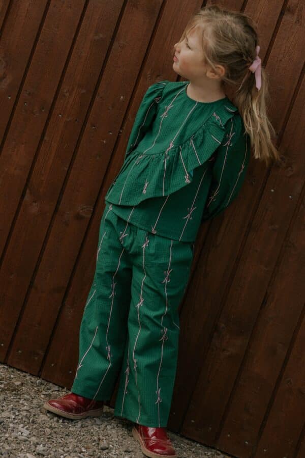 Fliink Fliink Bowie Ls Blouse Hunter Green Bow Aop 5715435115698 Fliink AW25 Kleding & Accessoires Shirts  Wijs west