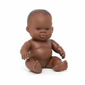 Miniland Babypop Zwart Meisje – 21 cm