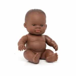 Miniland Babypop Zwarte Jongen – 21 cm