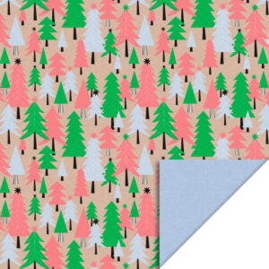 Rol Inpakpapier - X-mas - Tree Graphic Beige - Blue