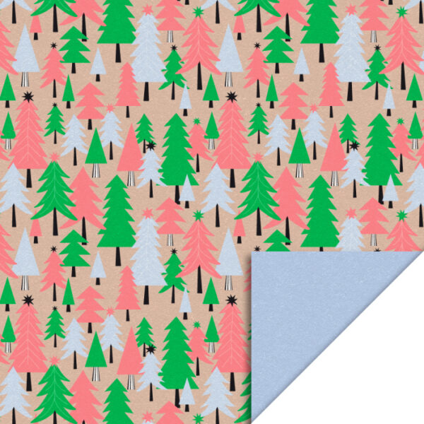 Rol Inpakpapier - X-mas - Tree Graphic Beige - Blue
