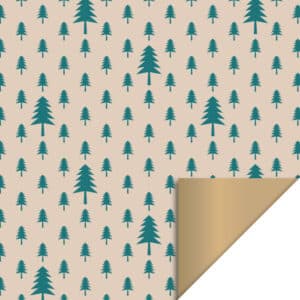 Rol Inpakpapier - X-mas - Tree Beige/Jade Green - Gold