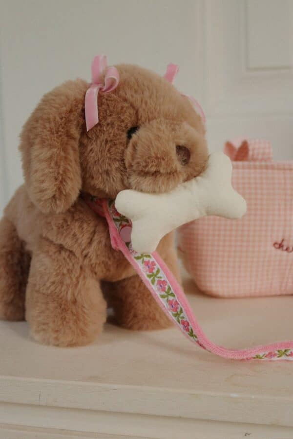 Konges Sløjd Konges Sløjd Maude Puppy Pink Check 5715681098165 Konges AW25 Speelgoed & Spellen Knuffels  Wijs west