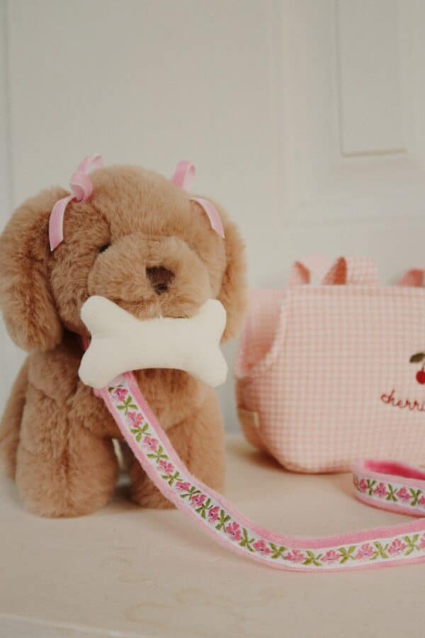 Konges Sløjd Konges Sløjd Maude Puppy Pink Check 5715681098165 Konges AW25 Speelgoed & Spellen Knuffels  Wijs west
