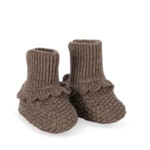 Konges Sløjd Konges Sløjd Fruity Booties Bunny Brown Melange 5715681083697 Konges AW25 Kleding & Accessoires Baby Slofjes Wijs west