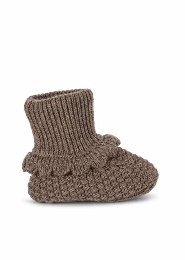 Konges Sløjd Konges Sløjd Fruity Booties Bunny Brown Melange 5715681083697 Konges AW25 Kleding & Accessoires Baby Slofjes Wijs west