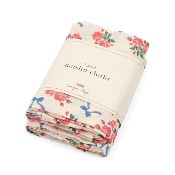 Konges Sløjd Konges Sløjd 3 Pack Muslin Cloth Gots Nonoka 5715681135020 Konges AW25 Verzorging Swaddles  Wijs west