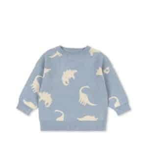 Konges Sløjd Konges Sløjd Lapis Knit Sweater Gots Dino Mist 5715681115664 Konges AW25 Kleding & Accessoires Shirts  Wijs west