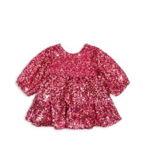 Konges Sløjd Konges Sløjd Lila Sequins Bow Dress Sparkling Sangria 5715681115978 Konges AW25 Kleding & Accessoires Rokjes & Jurkjes  Wijs west