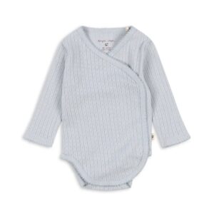 Konges Sløjd Konges Sløjd Minnie Newborn Body Gots Gray Dawn 5715681122525 Konges AW25 Kleding & Accessoires Baby Rompers Wijs west