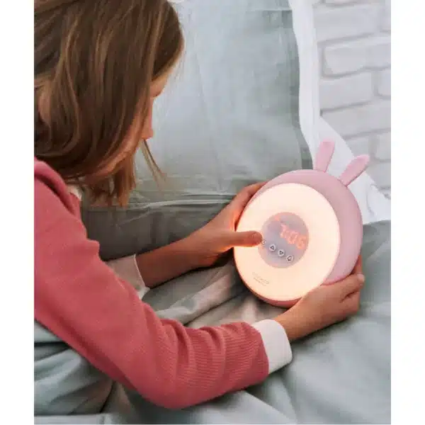 Rabbit Wake Up Lamp with Alarm Clock, Pink