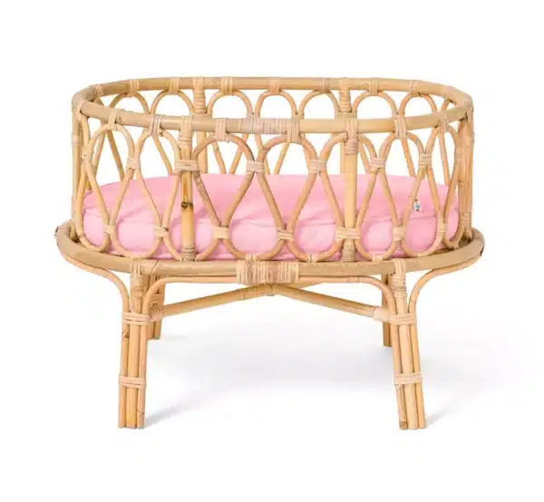 Poppie Toys Rotan poppenbedje met blauw matrasje 767421448339 Mja Speelgoed & Spellen Spelen Poppen Wijs west