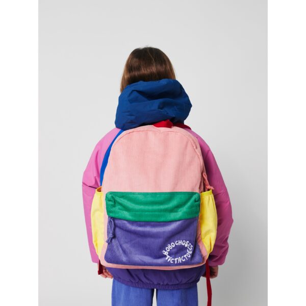 Bobo Choses Bobo Choses Tic Tac Toe Color Block Corduroy School Bag Multicolor 8445782342047 AW25 Bobo Kleding & Accessoires Tassen & Rugzakken  Wijs west