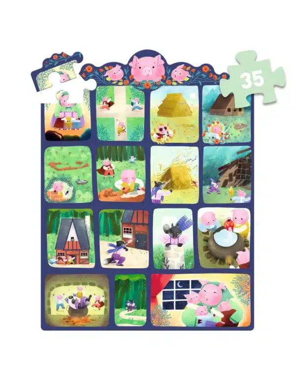 Djeco Djeco Puzzel De Wolf En De Drie Biggetjes - 35 Pcs 3070900070516 Djeco sep25 Speelgoed & Spellen Puzzels  Wijs west