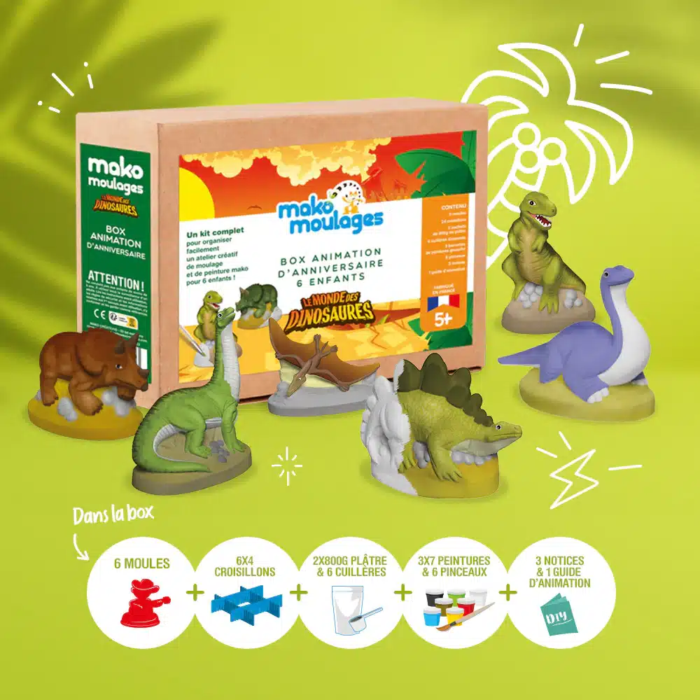 Mako Moulages Mako Moulages - Verjaardagsbox Voor 6 Kinderen Dinosaurus  Mako Speelgoed & Spellen Knutselen  Wijs west