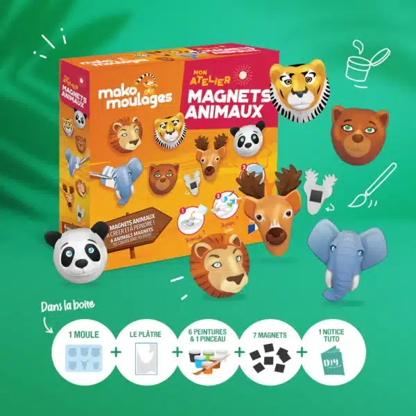 Mako Moulages Mako Moulages - Magneten Dieren 3760012590957 Mako Speelgoed & Spellen Knutselen  Wijs west