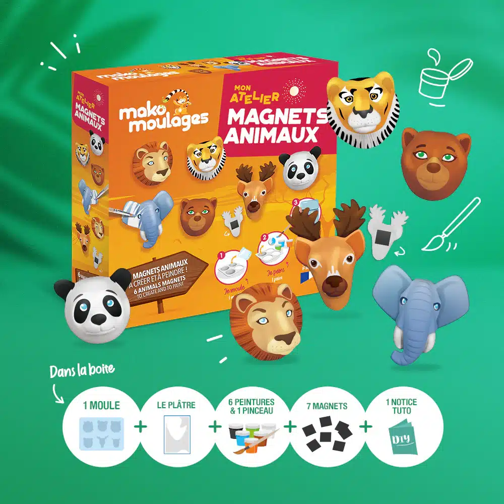 Mako Moulages Mako Moulages - Magneten Dieren 3760012590957 Mako Speelgoed & Spellen Knutselen  Wijs west