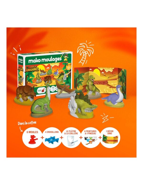 Mako Moulages Mako Moulages - Dinosaurus 6 Mallen Voor Sneldrogend Gips 3760012591091 Mako Speelgoed & Spellen Knutselen  Wijs west