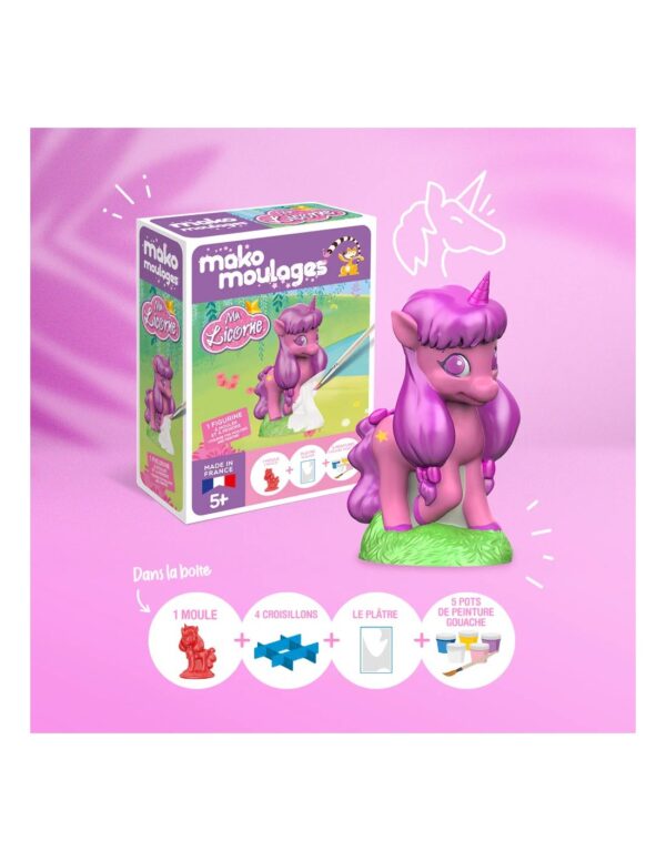 Mako Moulages Mako Moulages - Eenhoorn Lila 1 Mal Voor Sneldrogend Gips Set - Pakket S 3760012591121 Mako Speelgoed & Spellen Knutselen  Wijs west