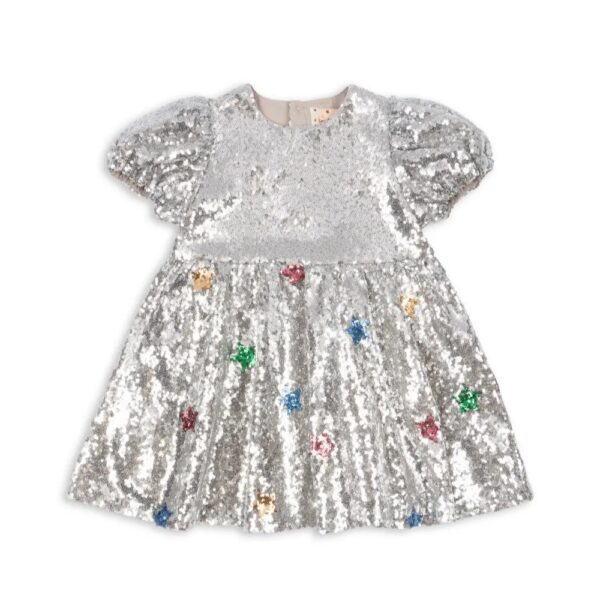 Konges Sløjd Konges Sløjd Aps Starla Star Dust Dress Star Sequin Silver 5715681160213 Konges AW25 Kleding & Accessoires Rokjes & Jurkjes  Wijs west