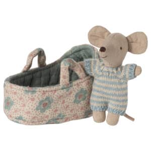 Maileg Baby Muis in draagbed - Blauw
