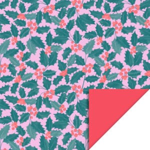 Rol Kerst Inpakpapier X-mas - Holly Leaves - Red