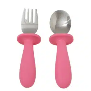 Tress Happy Tableware Tress Tableware Kids The Spoon & Fork Bubbly Pink 8721161864127 Tress Verzorging Eten & Drinken  Wijs west