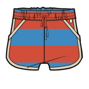 Repose AMS Repose Ams 70. Sporty Short Wave Flame Block Stripe 8721449012332 Repose SS26 Kleding & Accessoires Broeken Korte Broeken Wijs west