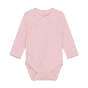 Fixoni Fixoni Wrap Body Ls Melange Rib Bleached Mauve Melange 5713438668548 Fixoni SS26 Kleding & Accessoires Baby Rompers Wijs west