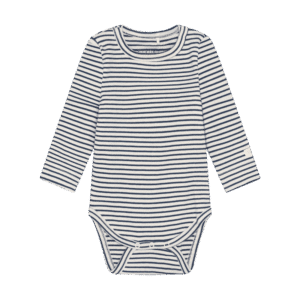 Fixoni Fixoni Body Ls Rib Vintage Indigo 5713438671876 Fixoni SS26 Kleding & Accessoires Baby Rompers Wijs west