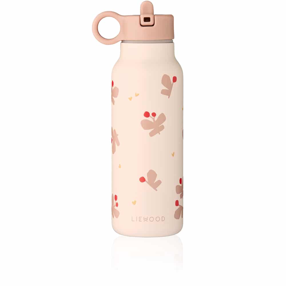 Liewood Liewood Falk Water Bottle 350 Ml Butterfly / Apple Blossom 5715493531096 Liewood SS26 Verzorging Eten & Drinken Lunchbakjes & Drinkbekers Wijs west