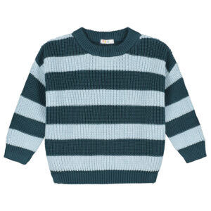 Yuki Kidswear Yuki Kidswear Stripes Knitted Sweater Blue Bird 8720872278056 Yuki SS26 Kleding & Accessoires Sweaters & Truien  Wijs west