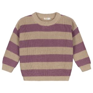 Yuki Kidswear Yuki Kidswear Stripes Knitted Sweater Dove 8720872277981 Yuki SS26 Kleding & Accessoires Sweaters & Truien  Wijs west