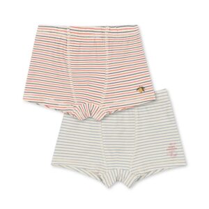 Konges Sløjd Konges Sløjd Basic 2 Pack Boy Boxers Stripe Bluie/Stripe Tricolore Petit 5715681183199 Konges SS26 Kleding & Accessoires Pyjama's & Ondergoed  Wijs west