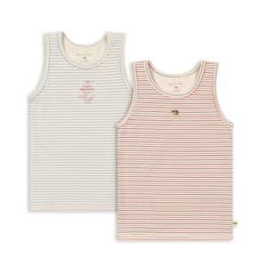 Konges Sløjd Konges Sløjd Basic 2 Pack Tank Tops Stripe Bluie/Stripe Tricolore Petit 5715681183564 Konges SS26 Kleding & Accessoires Pyjama's & Ondergoed  Wijs west