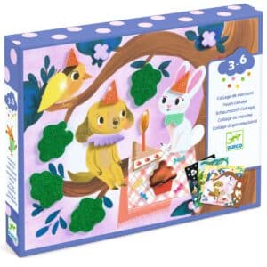 Djeco Djeco Schuimcollage - Sprankelende feestjes 3070900000674 DjecoVal26 Speelgoed & Spellen Knutselen  Wijs west