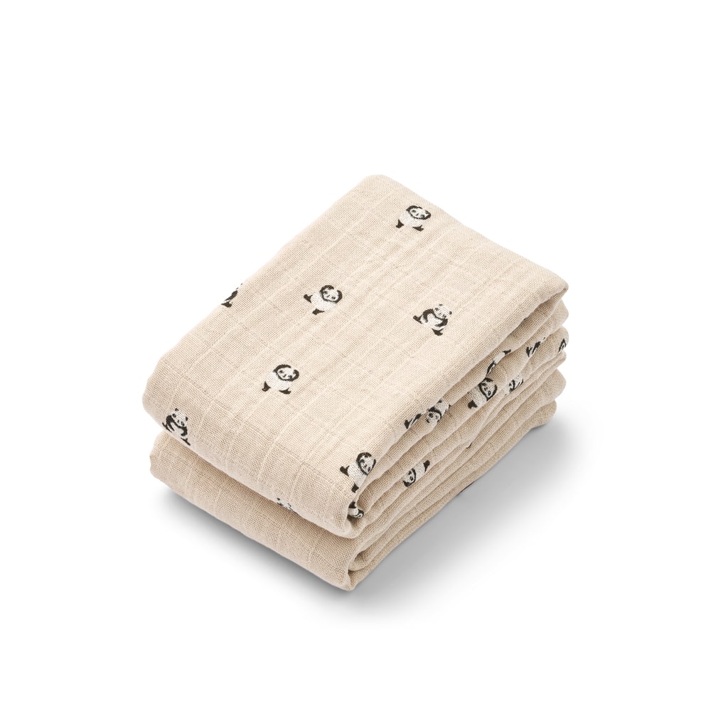 Liewood Liewood Lewis Muslin Cloth 2-Pack Mini Panda / Sandy Mix 5715493530105 Liewood SS26 Verzorging Swaddles  Wijs west