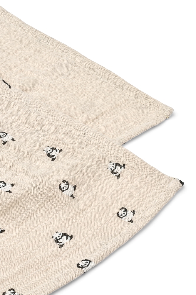 Liewood Liewood Lewis Muslin Cloth 2-Pack Mini Panda / Sandy Mix 5715493530105 Liewood SS26 Verzorging Swaddles  Wijs west